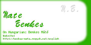 mate benkes business card